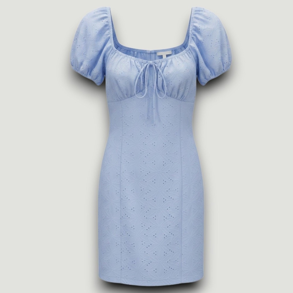 Blashe Dress Womens Light Blue L Pastel Eyelette Mini Soft Girl Coquette - Picture 1 of 7